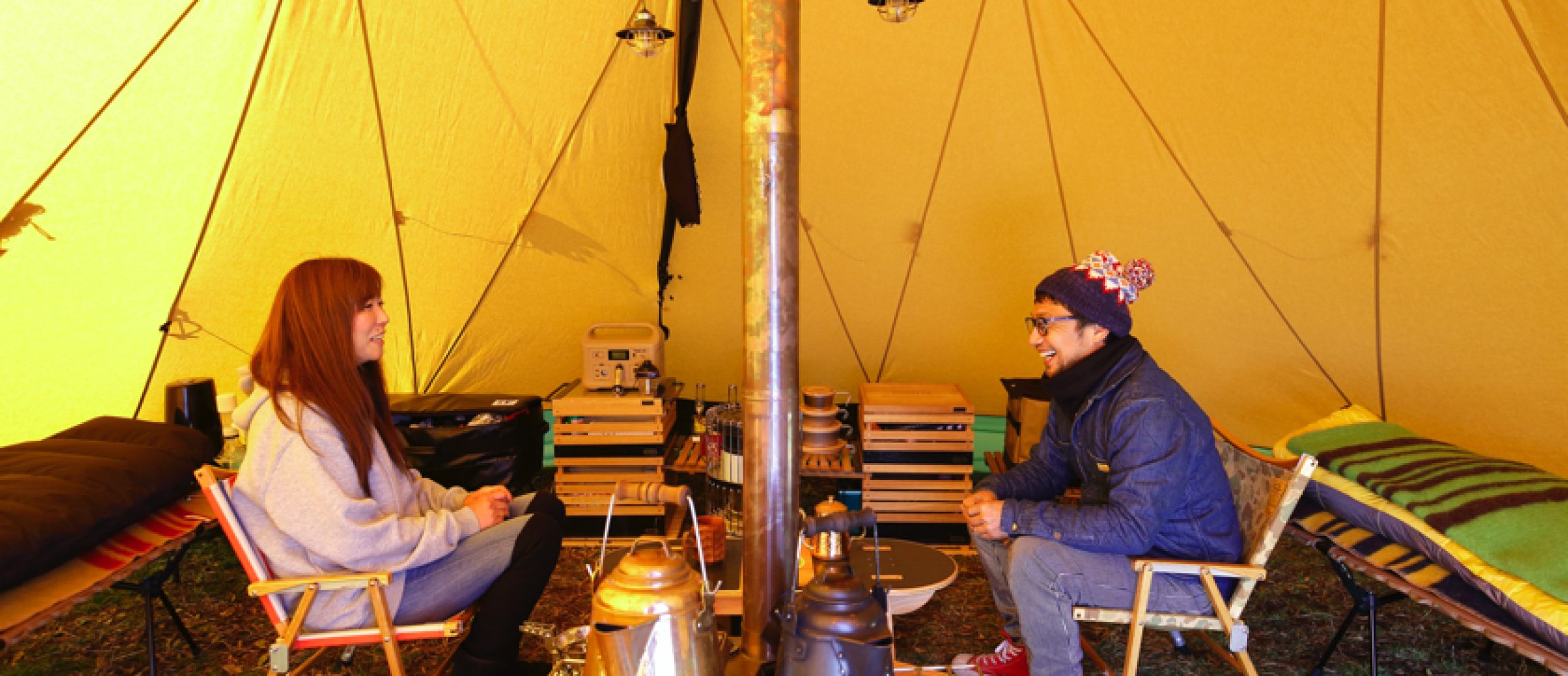 シリーズ最高級の巨大ティピをふたりだけで味わい尽くす贅沢感。-GO