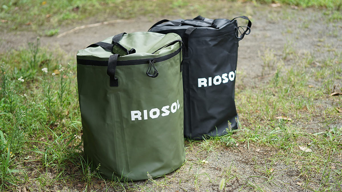 【色: オリーブ】RIOSOL 折りたたみ式防水ソフトバケツ ゴミ箱 キャンプ用