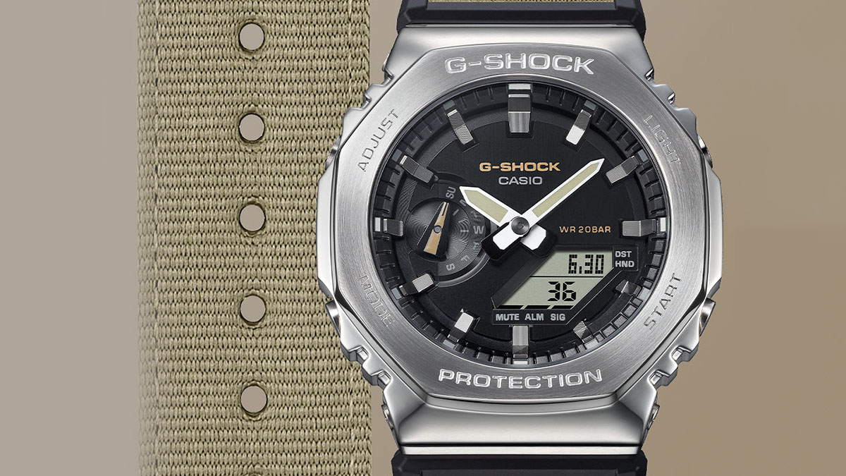 Gショック「GM-2100」に新モデル登場。メタル×クロスバンドの異素材MIX
