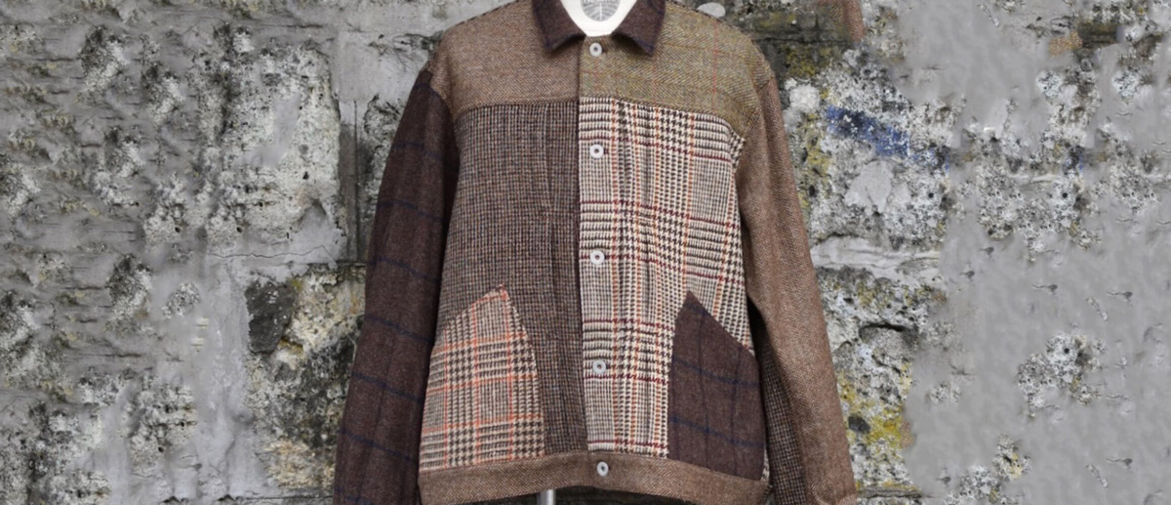 激レア】ハリスツイード ヘリンボーン パッチワーク チェック L 激レア