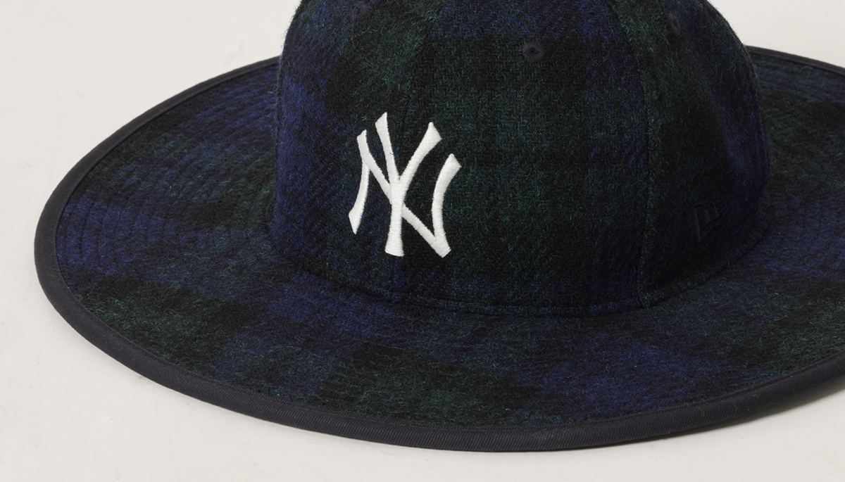 ニューエラのヘッドウエアに、ピュアカシミア＆ハリスツイードを採用