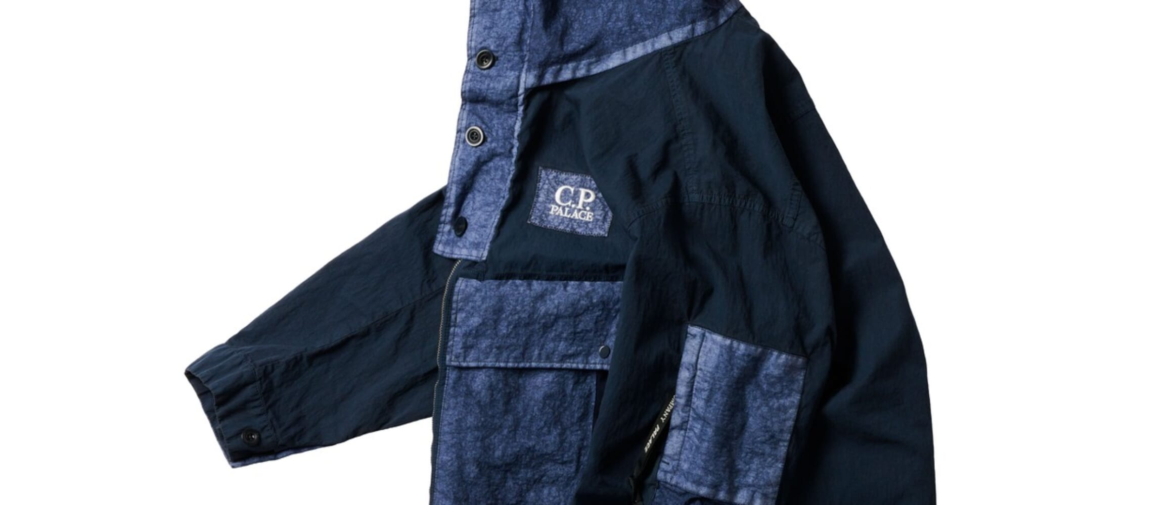 PALACE C.P. COMPANY 50 FILI HEAVY MIXED HOODED JACKET NAVY 3 | GO 