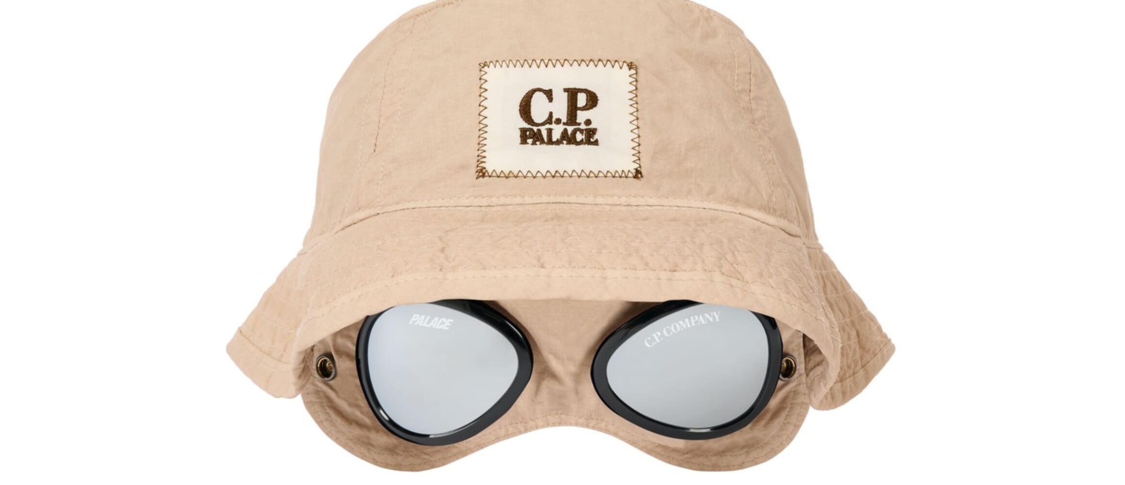 PALACE C.P. COMPANY PLAIN PAPER TOUCH GOGGLE BUCKET HAT STONE 1