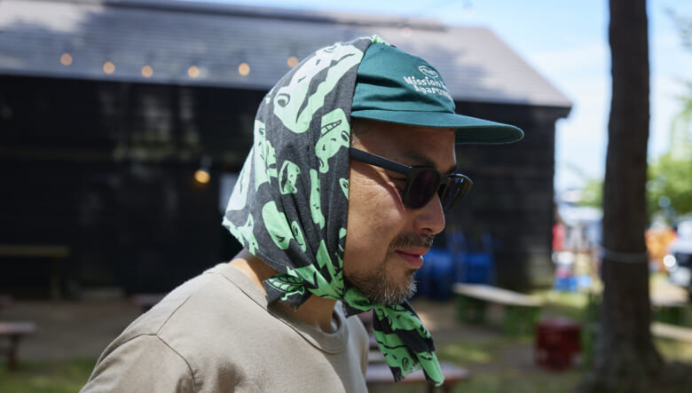 シンプルコーデは手拭いで抜け感を。-GO OUT CAMP猪苗代 vol.11-