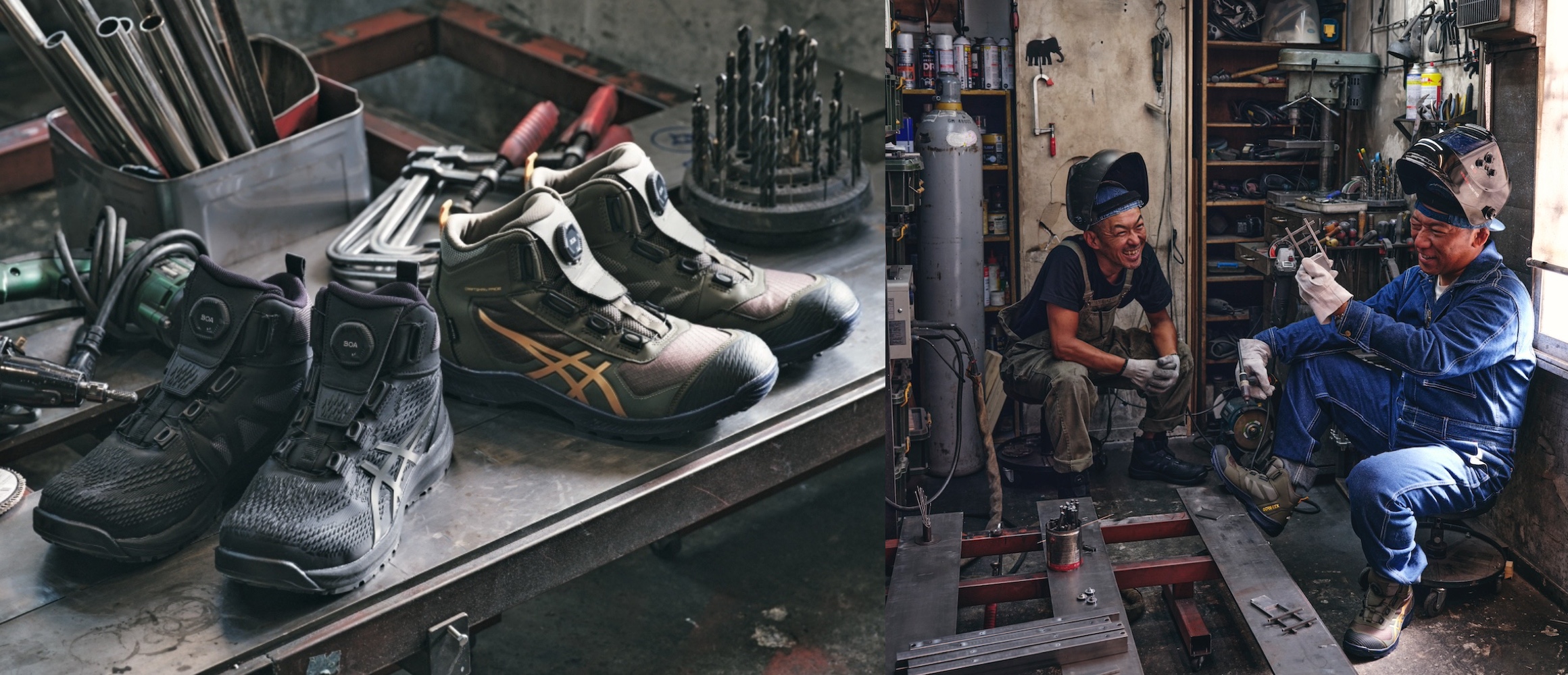 アシックスの高機能ワーキングシューズで武井ドンゲバビーが職業体験！　第2回はアンティーク家具屋併設の工房で金属加工を体験。