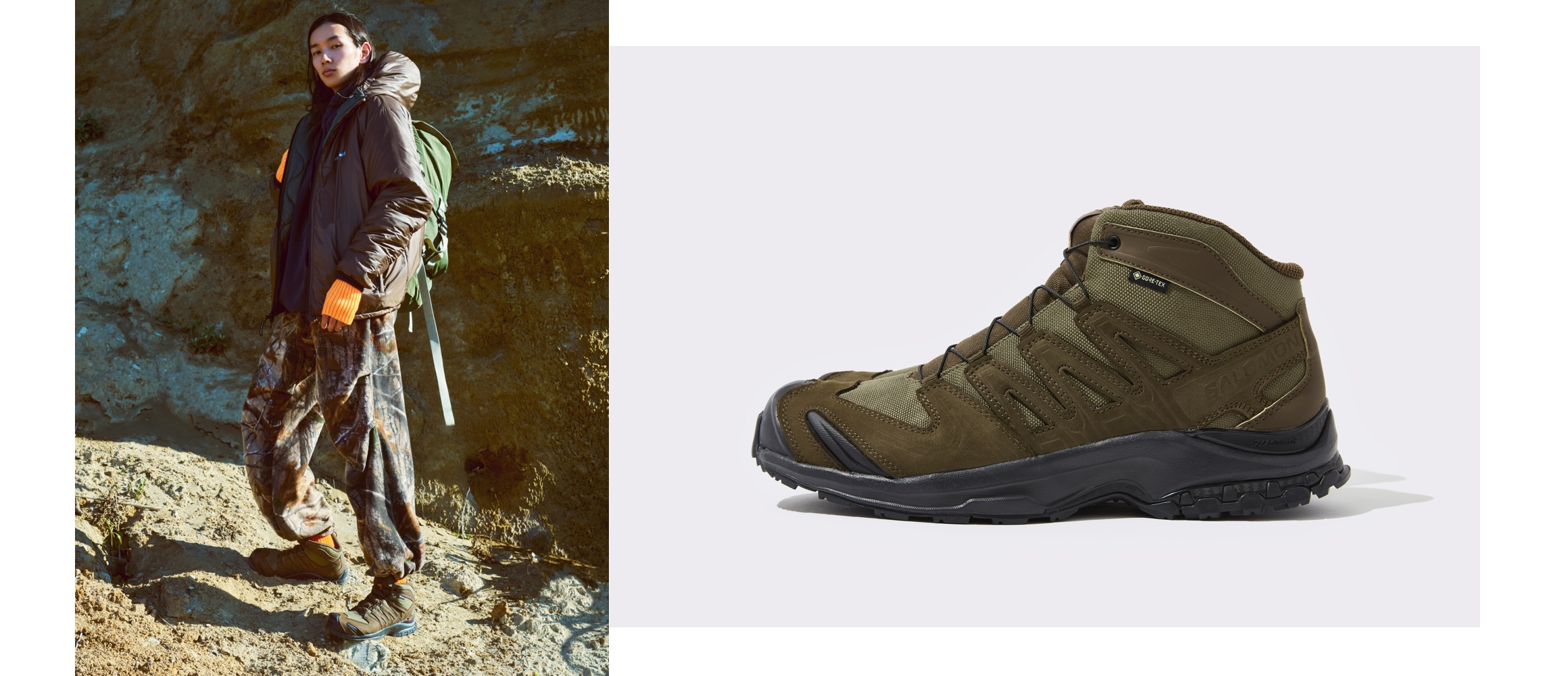 サロモンの「XA PRO」コレクションを、ラギッドに仕上げた本格派ミッドカット。