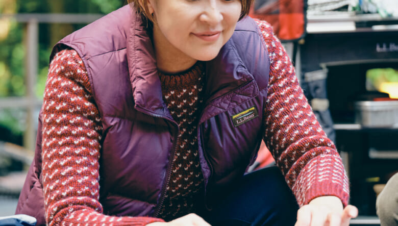 リラックスできる「エル・エル・ビーン」のアウターで、パティシエ家族が、ゆったりデイキャンプ。