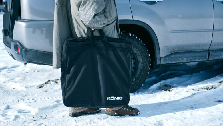 スピード装着で雪道も安心。SUV専用のタイヤチェーン「リフレックス クロス」を装着して冬の外遊びへ。