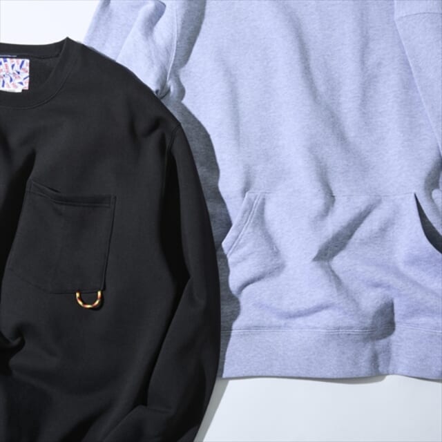 blank pizza studio×GO OUT 2 POCKETS CREWNECK SWEAT