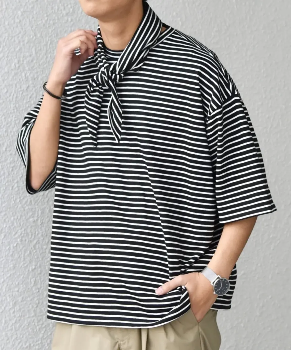 ships any_マリンテイスト ボーダー リラックス Tシャツ