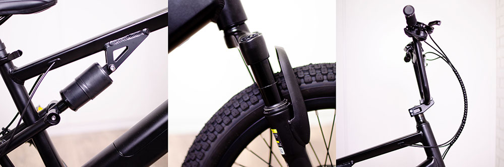 サスペンションも搭載されており、路面の衝撃を吸収し快適な走行を実現する。