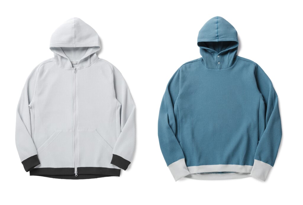 マルチワッフルジップパーカー、マルチワッフルプルオーバーパーカー