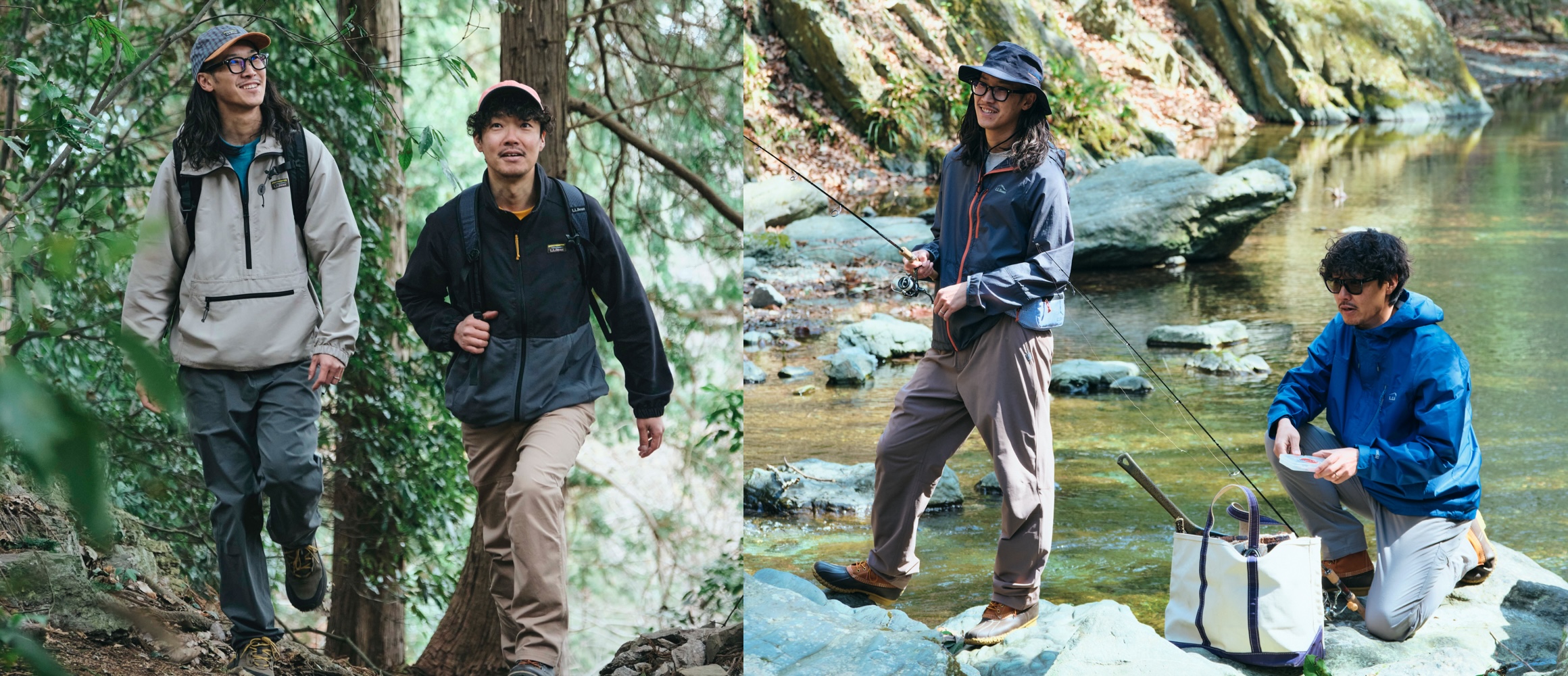 「エル・エル・ビーン」のカジュアルな春アウターで、ハイキング＆フィッシング。