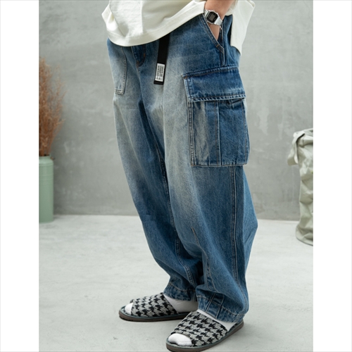 FILTER017 FILTER017®ウォッシュドデニム アシンメトリー パッチワーク テーパード ミリタリー パンツ