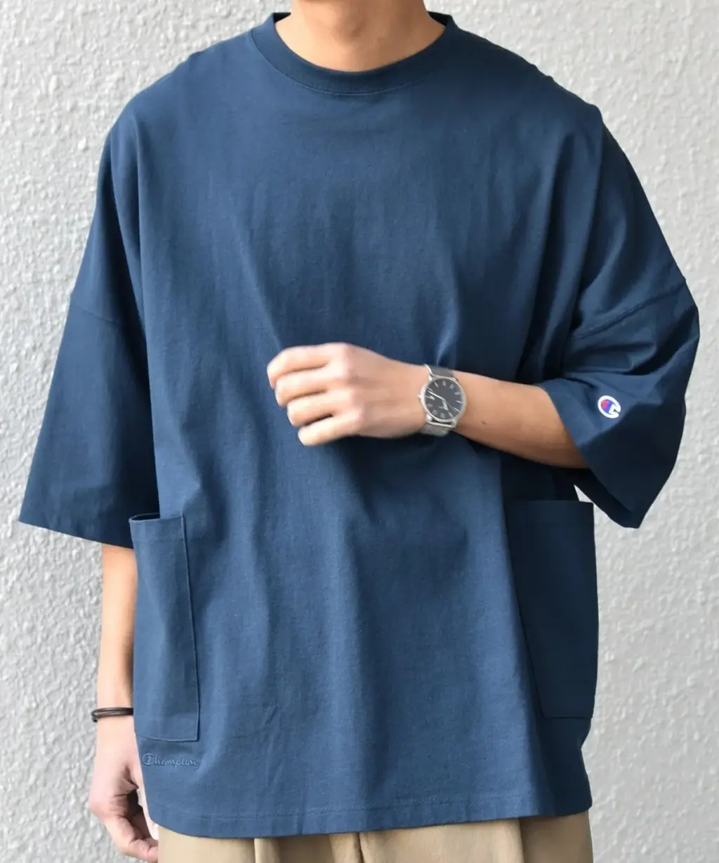 SHIPS any×Championのドルマン キャンプポケット Tシャツ
