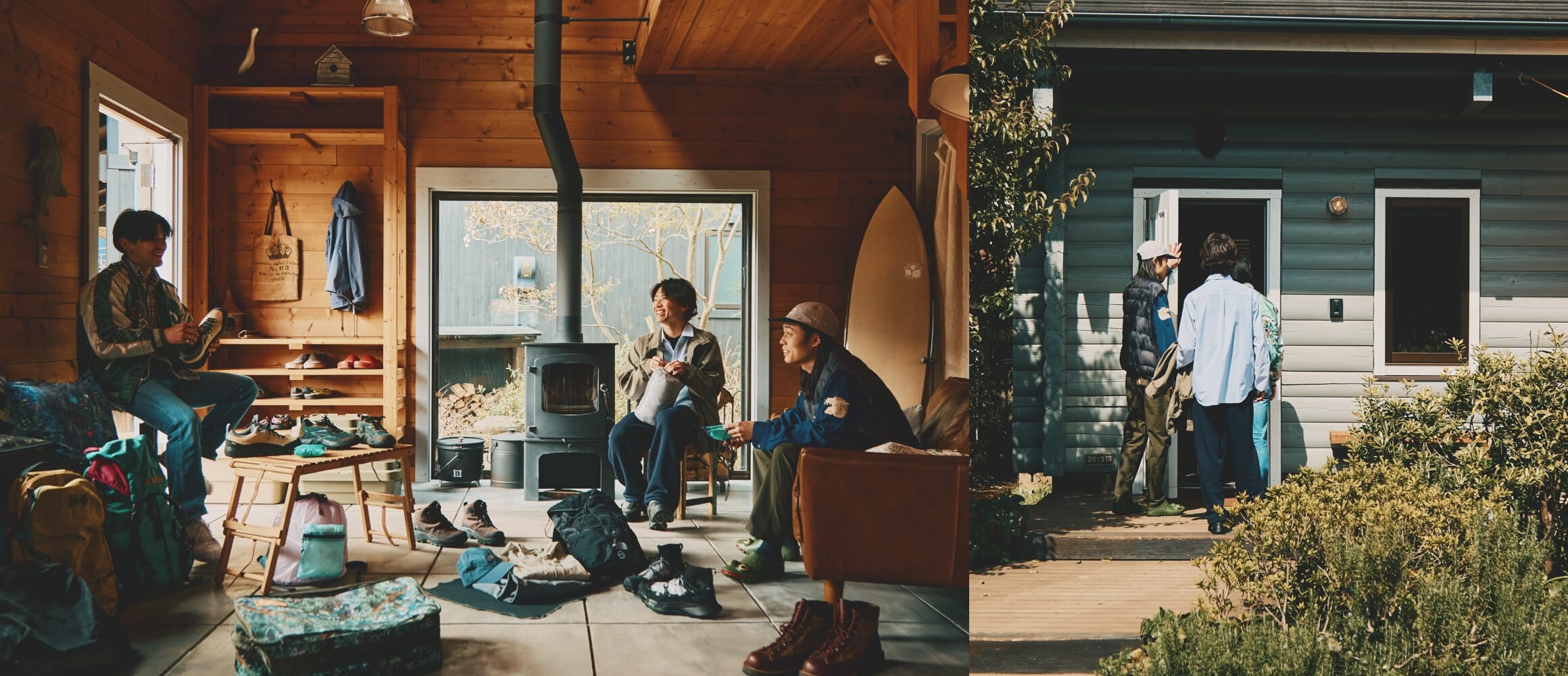 服もギアもカルチャーも、すべての要素を繋ぐ。土間が中心にある「カントリーログ」の理想的な暮らし。