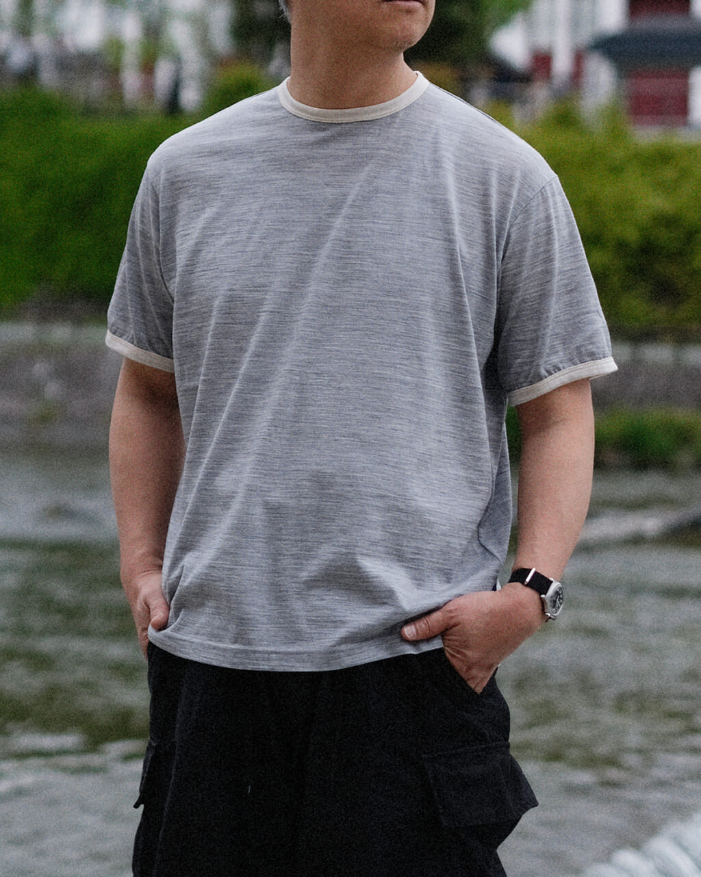 Caledoor×LOFTMAN 1981のLight Merino Wool Ringer T-shirt
