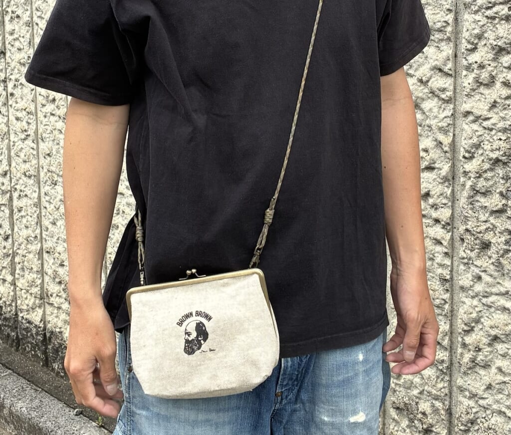 リメイクMr.Brownがま口ショルダーバッグ