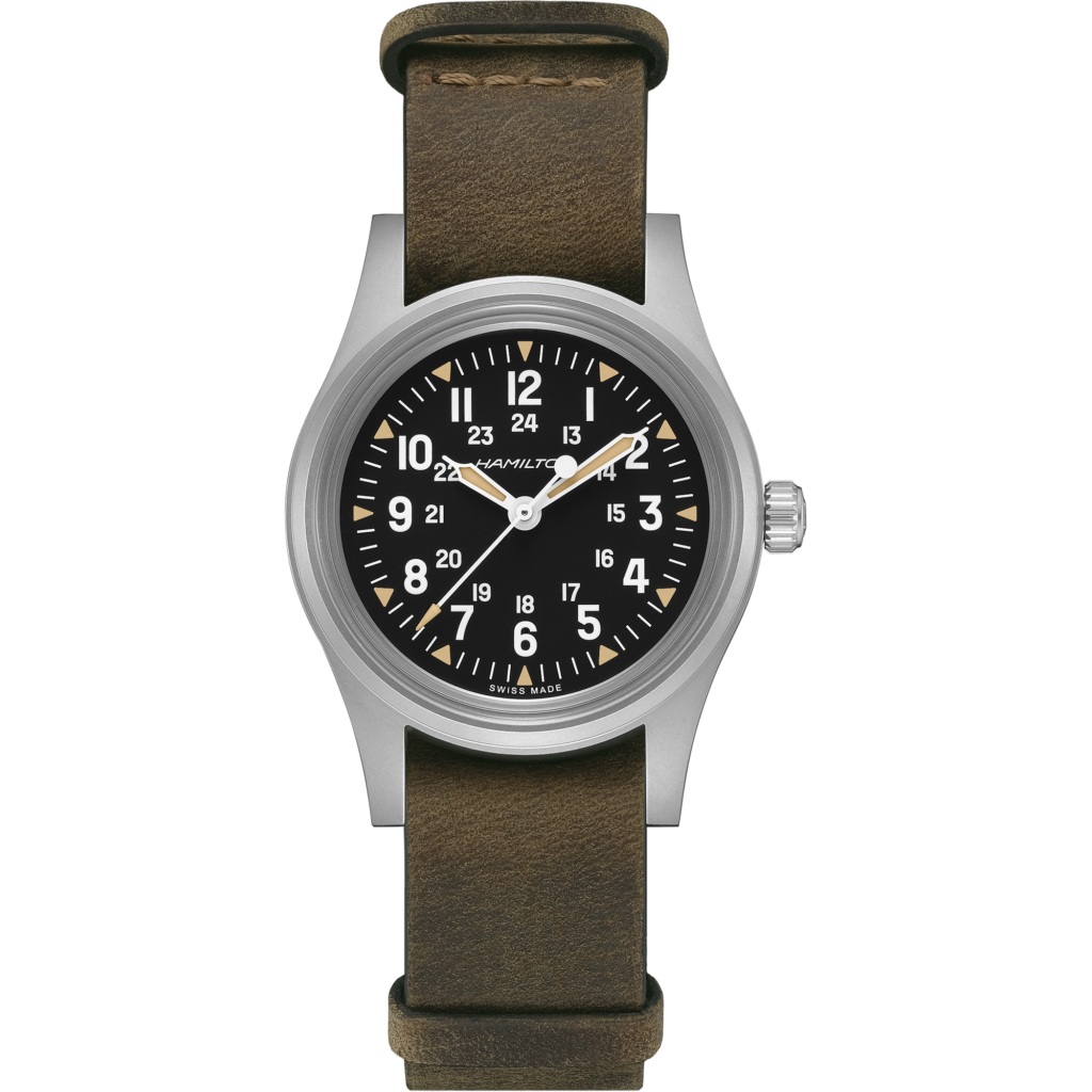 カーキ フィールド メカ 36mm ジャパン エディションレザーベルト装着例