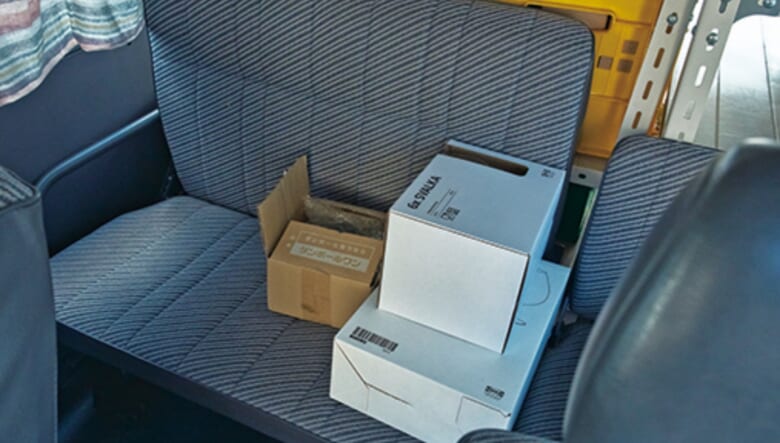 後席付きの5人乗りだが、シートを折り畳めば特大のラゲッジスペースが広がる。