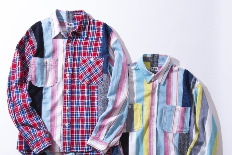 上質ネルシャツを再構築した、H.R.リメイクのフレッシュな新パッチワークシャツ。